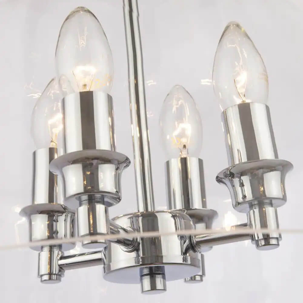 Wisząca lampa retro Prague szklany zwis na łańcuchu chrom