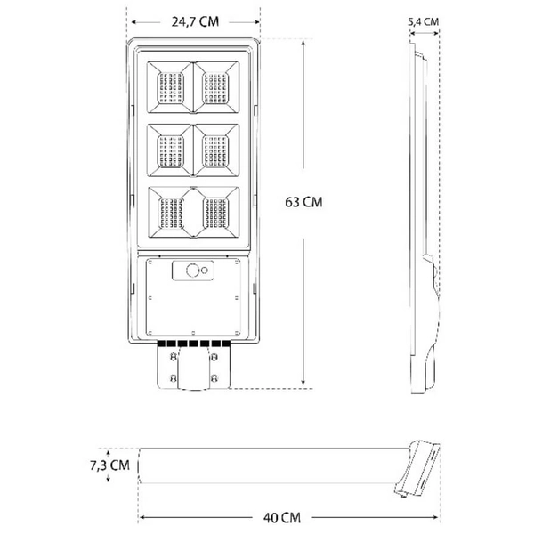 Latarnia z czujnikiem ruchu i zmierzchu 297 Domeno LED 240W 6000K solarna czarna