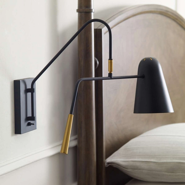 Loftowa LAMPA ścienna Simon FE-SIMON1 Elstead FEISS metalowa OPRAWA regulowany kinkiet mosiądz czarny