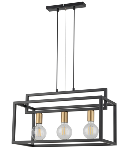 Czarna lampa wisząca Vigo industrialny zwis do sypialni