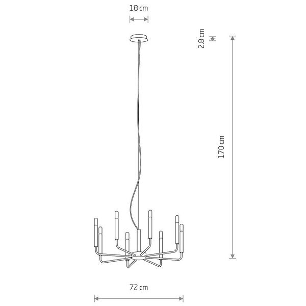 Wisząca lampa świecznikowa Orto 11460 metalowa tuby czarne