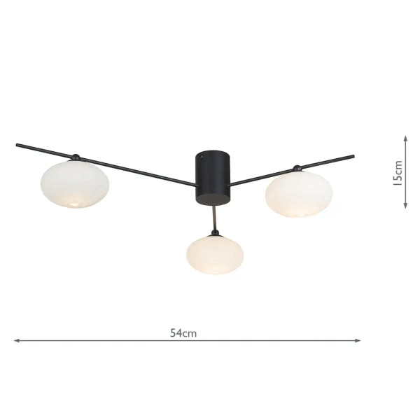 Potrójna lampa sufitowa Jasper JAS5322 kule do salonu czarna biała