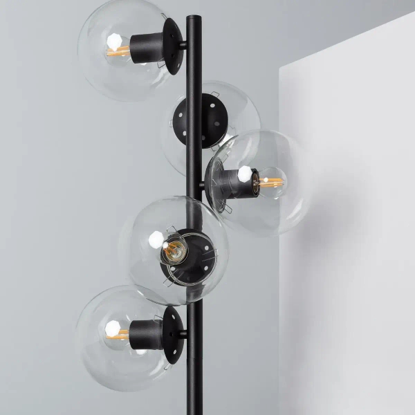 Stojąca lampa podłogowa Milano ABR-LPV-5XE27 Abruzzo przezroczysty czarny