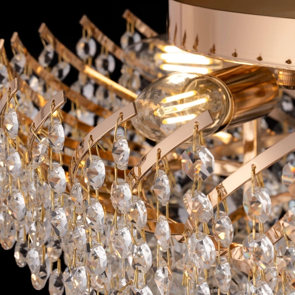 Pałacowa LAMPA plafon KAROLINA DIA120-09-G Maytoni okrągła OPRAWA kryształowa plafoniera sufitowa glamour złota