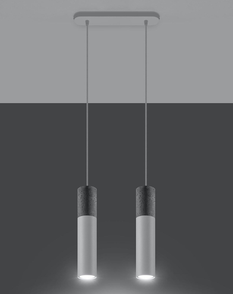 Skandynawska LAMPA wisząca SL.0648 loftowa OPRAWA metalowy ZWIS tuby beton białe