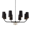 Salonowy żyrandol Pesaro PES-ZW-8 (CZ) z abażurem czarny mosiądz