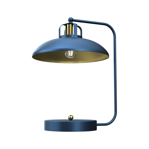 Gabinetowa lampa stojąca Felix na biurko niebieska złota
