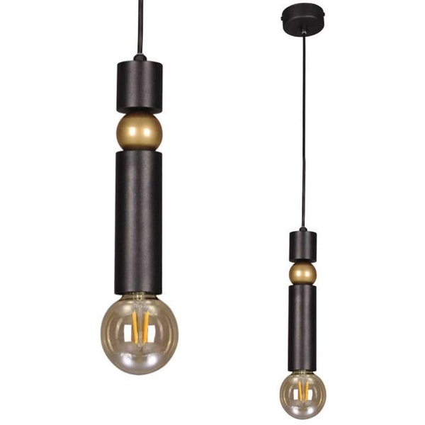 LAMPA wisząca K-4740 Kaja okrągła OPRAWA metalowy ZWIS sopel modernistyczna tuba czarna złota