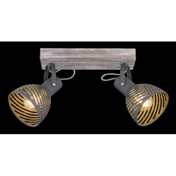 Lampa reflektorowa sufitowa Mori 54661-2 drewniana szara biała