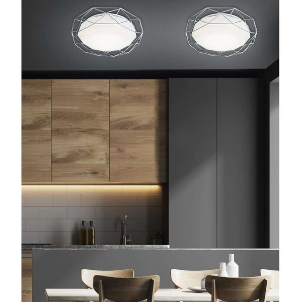 Modernistyczna LAMPA sufitowa Sven 98-66237 Candellux metalowa OPRAWA plafon dekoracyjny LED 24W 3000K z efektem gwiazd biały chrom