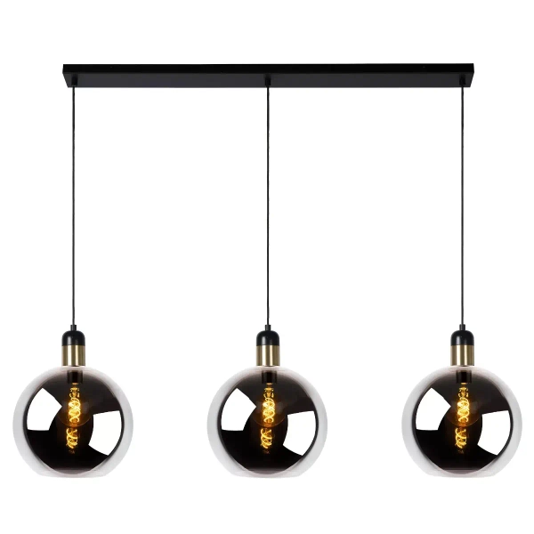 Wisząca lampa potrójna Julius 34438/03/65 Lucide okrągła czarna złota