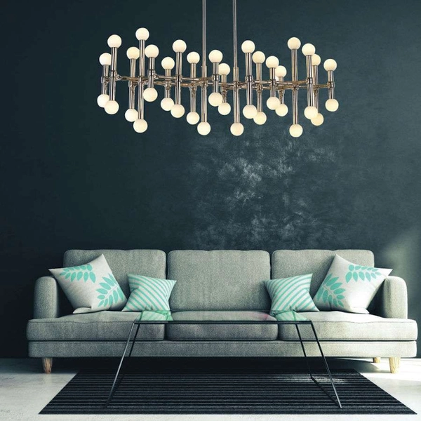 Industrialna LAMPA wisząca GIOVANNA MX16009008-38A Italux metalowa OPRAWA loftowy ZWIS molekuły LED 96W 3000K pręty nikiel