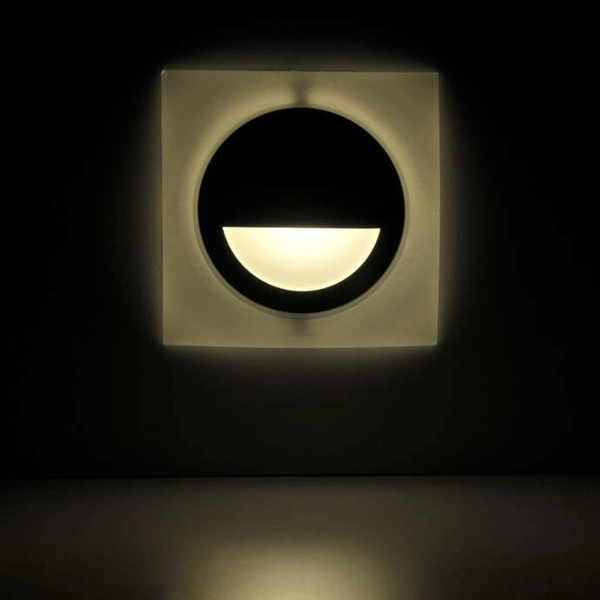 Wupszczana LAMPA schodowa Q5 LED 313713 Polux podtynkowa OPRAWA kwadratowa LED 3W 4000K metalowa IP44 grafitowa