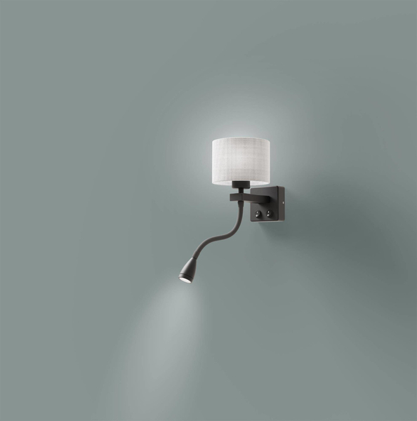 Abażurowa lampa ścienna POLO 21-75499 LED 2W 3200K z peszlem czarny szary