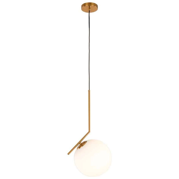 LAMPA wisząca CONDI MDM-7475/1-M-G MDECO szklana OPRAWA modernistyczny zwis kula ball mosiądz biała
