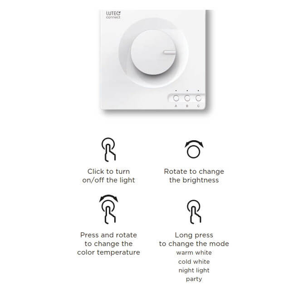 Przełącznik ze ściemniaczem SMART SWITCH 9706201361 Lutec przycisk biały