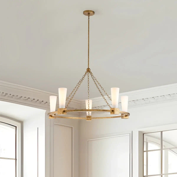 Lampa wisząca ring Kristy KRISTY5-DG-OPAL tubki na łańcuchu złota