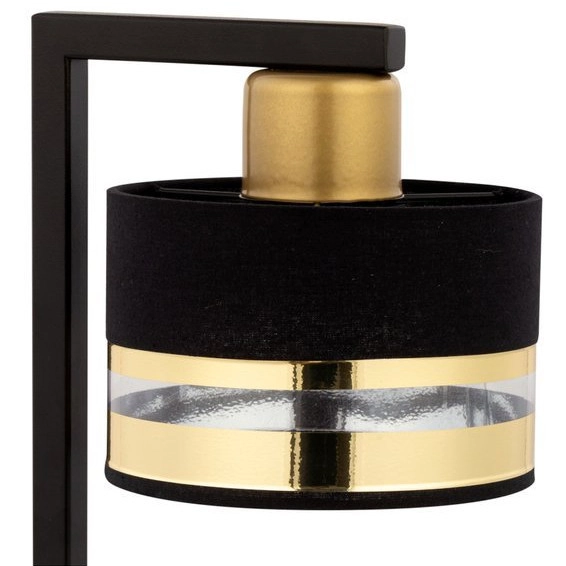 Stojąca LAMPKA nocna PRO 50235 Sigma metalowa LAMPA stołowa abażurowa czarna złota