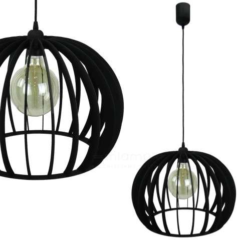 Druciana LAMPA wisząca 137623690555 TEAM metalowa OPRAWA loftowy ZWIS klatka kula ball hygge czarna