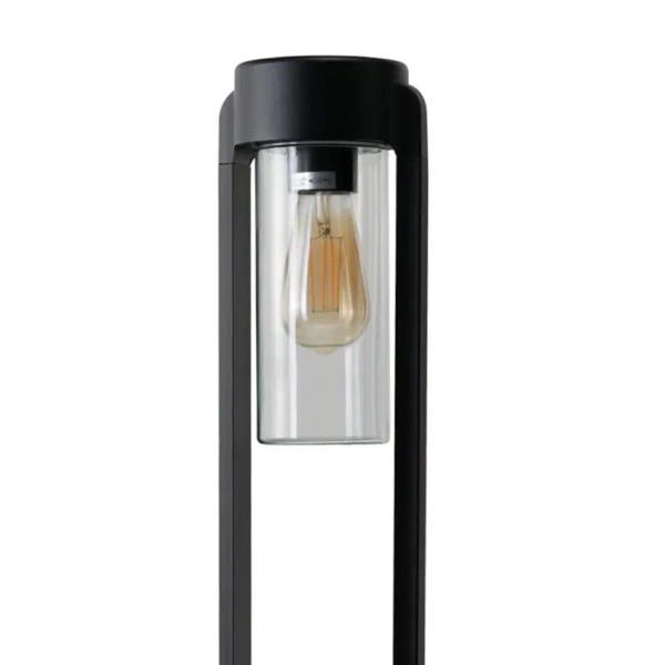 Słupek zewnętrzny 1-punktowy ogrodowy szklany LANTERN E27 AZ6828 czarny aluminiowy