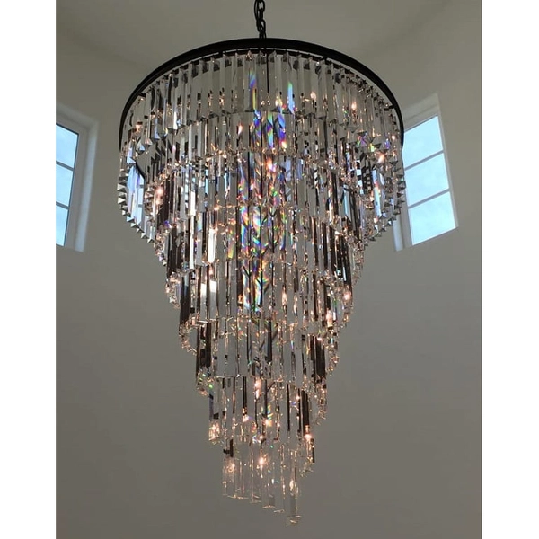 Pałacowy żyrandol crystal CGHERESPIR80 do jadalni stal