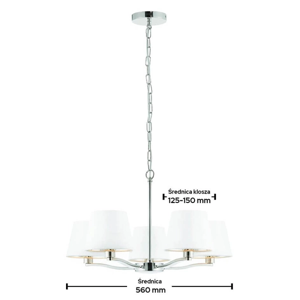 Wisząca lampa Harvey 73021 Endon na łańcuchu biała nikiel