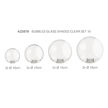 Zestaw 15 kloszy BUBBLES AZ5878 Azzardo 10,12,15,18cm szklane przezroczyste