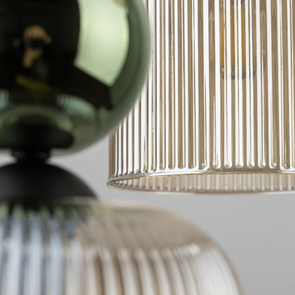 Glamour lampa zwisająca Sophia Green 11150 klosze żebrowane zielony