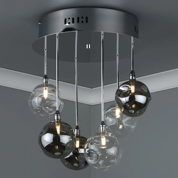 Salonowa lampa wisząca Quinn QUI0610 Dar Lighting kule szklane dymione chrom