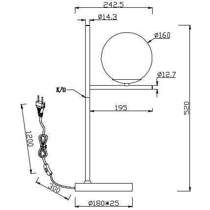 Modernistyczna LAMPA stołowa NYXIS DL142502000 Trio szklana LAMPKA stojąca kula grafitowa przydymiona