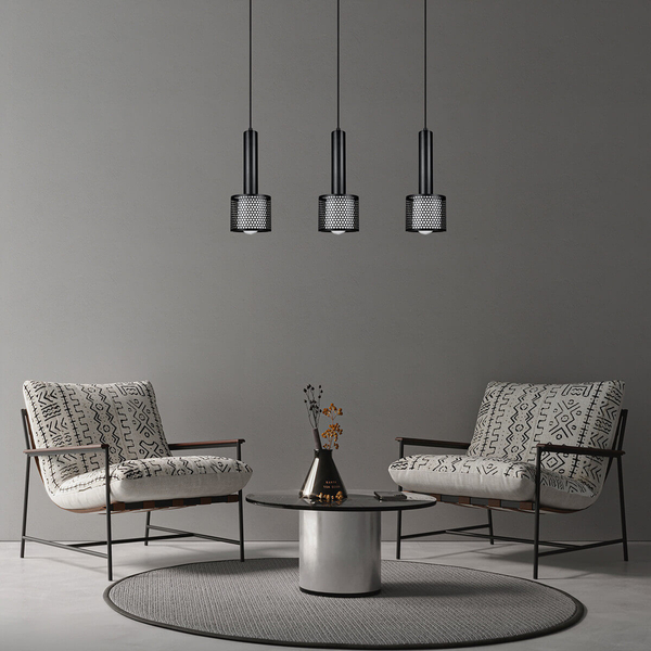 Wisząca lampa potrójna Amo LP-0702/3L BK do salonu metalowa czarna