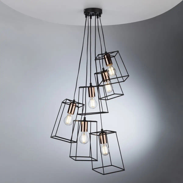 Industrialna wisząca lampa Tower TOW0622 metalowa do salonu czarny