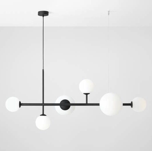 Wisząca lampa DIONE 1092K1 Aldex modernistyczna kule szklane sticks czarne