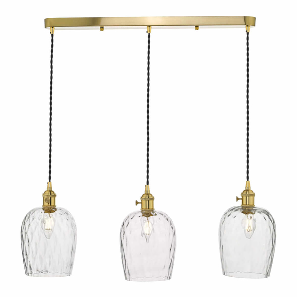 Potrójna lampa wisząca Hadano HAD3640-03 Dar Lighting mosiądz przezroczysta