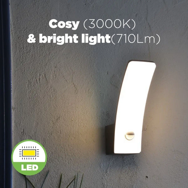 Elewacyjna lampa z czujnikiem KILO 5203902335 LED 11,5W 3000K IP44 szara