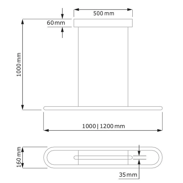 LAMPA wisząca SLIM/000001/3000/W MDECO owalna OPRAWA metalowa LED 37W 3000K ZWIS biurowy biały
