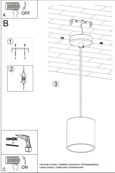 Wisząca LAMPA SL.0053 metalowa OPRAWA zwis tuba biała