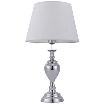 Abażurowa LAMPA stołowa ETIEN TB-7730-1 Italux stojąca LAMPKA biurkowa klasyczna w stylu angielskim chrom biała