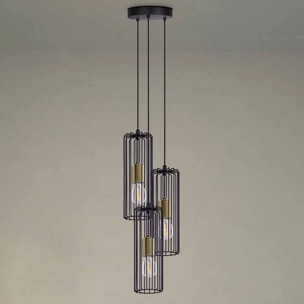 Lampa wisząca Gabia K-4937 na okrągłej podsufitce czarna złota