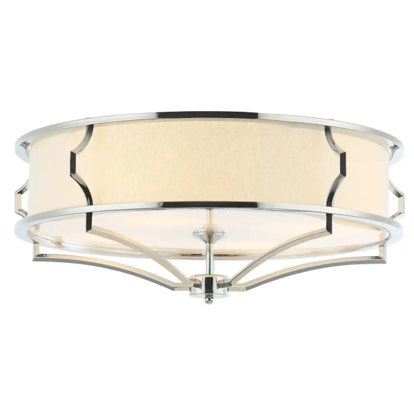 Sufitowa LAMPA abażurowa Stesso PL Cromo M Orlicki Design okrągła OPRAWA plafon w stylu klasycznym biały kremowy