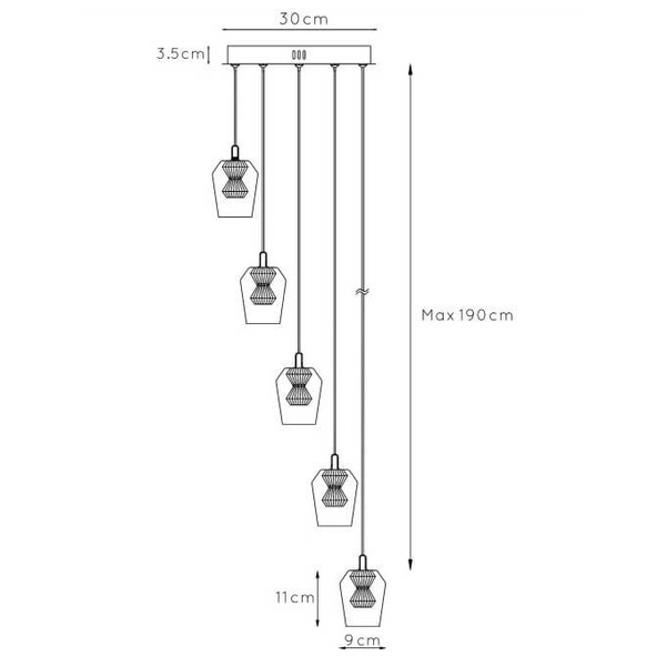 Lampa szklana wisząca BERLIANE 00430/21/60 LED 4W 2700W złota czarna