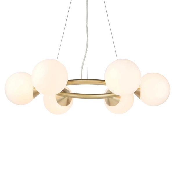 Kulista lampa wisząca do salonu L&-1106390 mosiądz biały