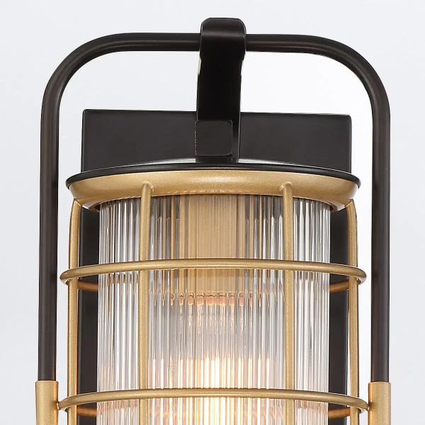 Ścienna lampa latarenka Rivamar QN-RIVAMAR-S-BLK-GD IP44 czarna złota