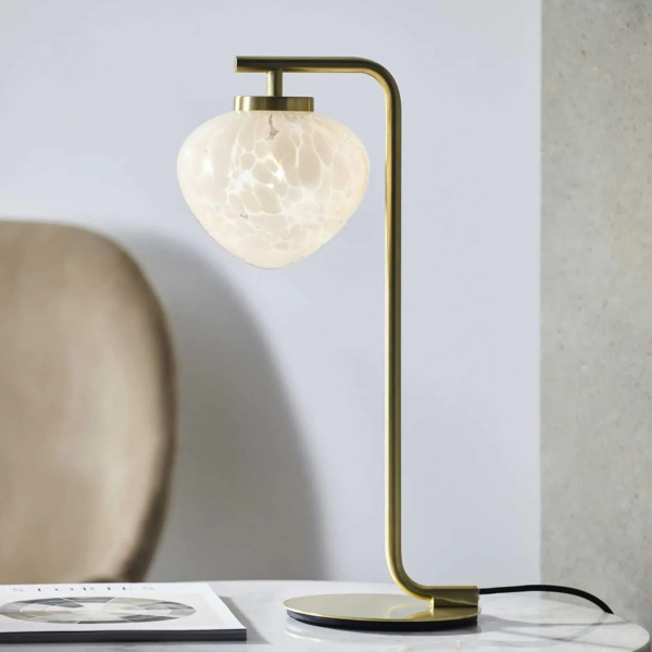 Stołowa lampka glamour  L&-198817 metalowa szklana biała mosiądz