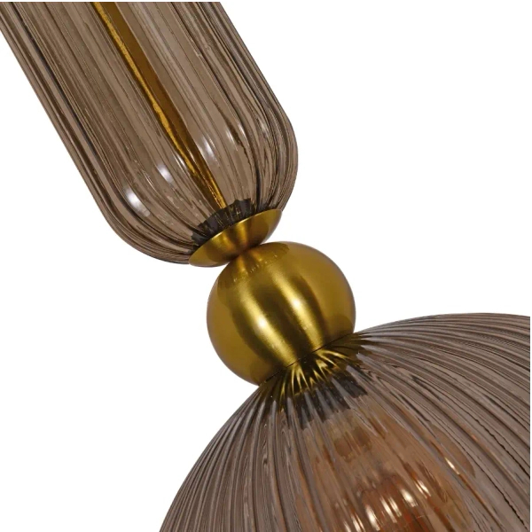 Szklana lampa wisząca Piega LP-939/1P L smoked przydymiona złota