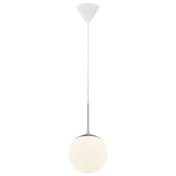 Wisząca lampa szklana kula CAFE 39563001 do salonu biały srebrny