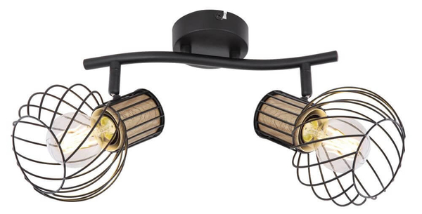 Lampa sufitowa regulowana Luise 54012-2S czarna drewno