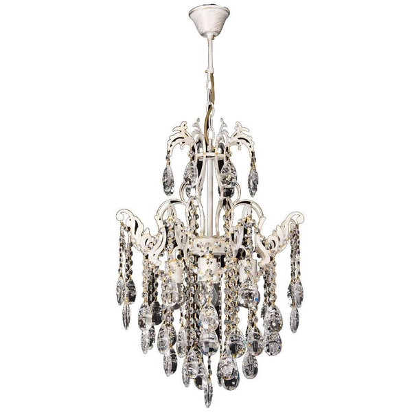 Żyrandol LAMPA wisząca VEN E 1305/4 szklana OPRAWA glamour ZWIS z kryształami crystal biały przezroczysty