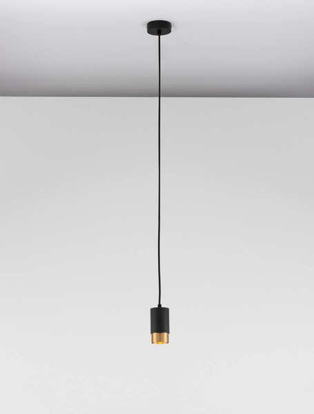 Pokojowa lampa wisząca Cayes loft nad stolik czarna złota