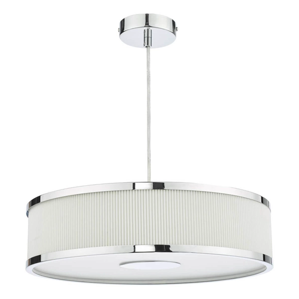 Wisząca lampa materiałowa Alvaro ALV1033 okragła chrom kość słoniowa
